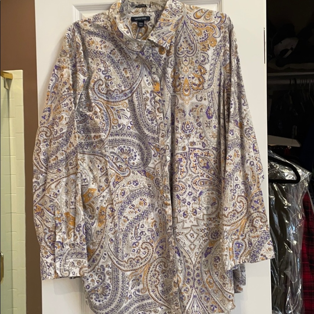 26w lands end no iron supima cotton long sl shirt